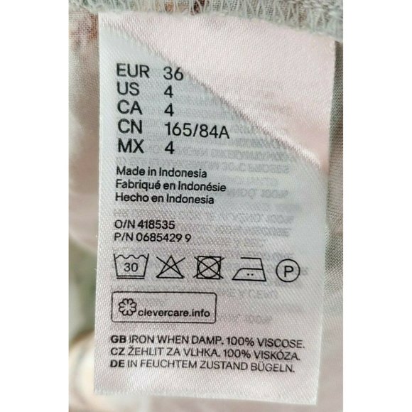 H&M Women's Green Floral Dress Size 4 - Picture 4 of 5